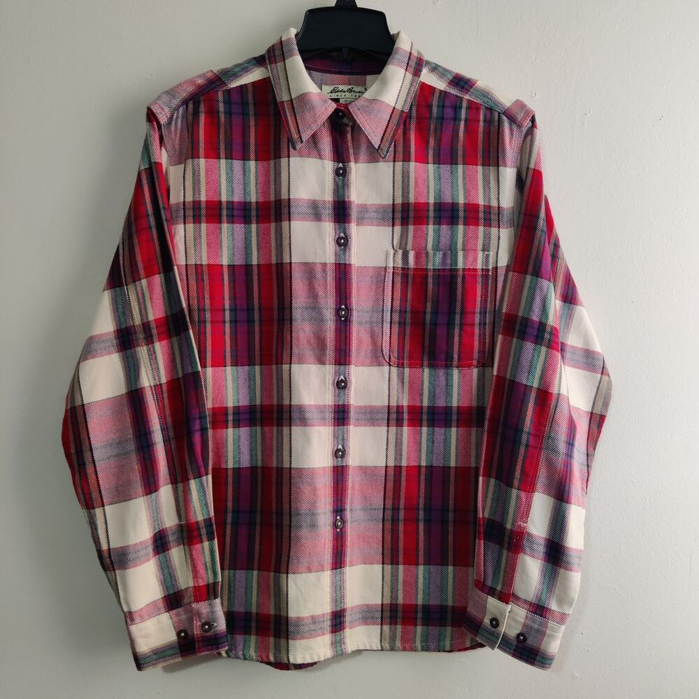 Vintage Eddie Bauer Plaid Shacket Shirt Women's Large Long Sleeve New‎ Oldstock